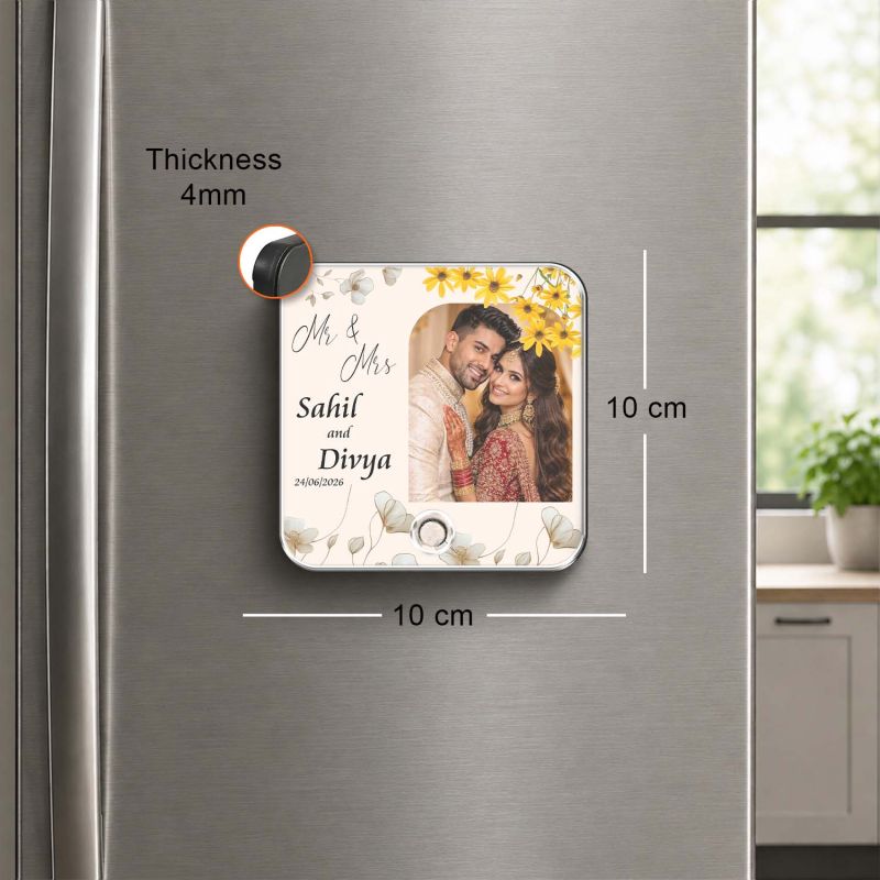 Personalized Musical Fridge Magnet with Photo & Custom Song | Romantic Couple Gift for Husband Wife, Boyfriend Girlfriend Anniversary, Wedding Keepsake Gift for Mr & Mrs